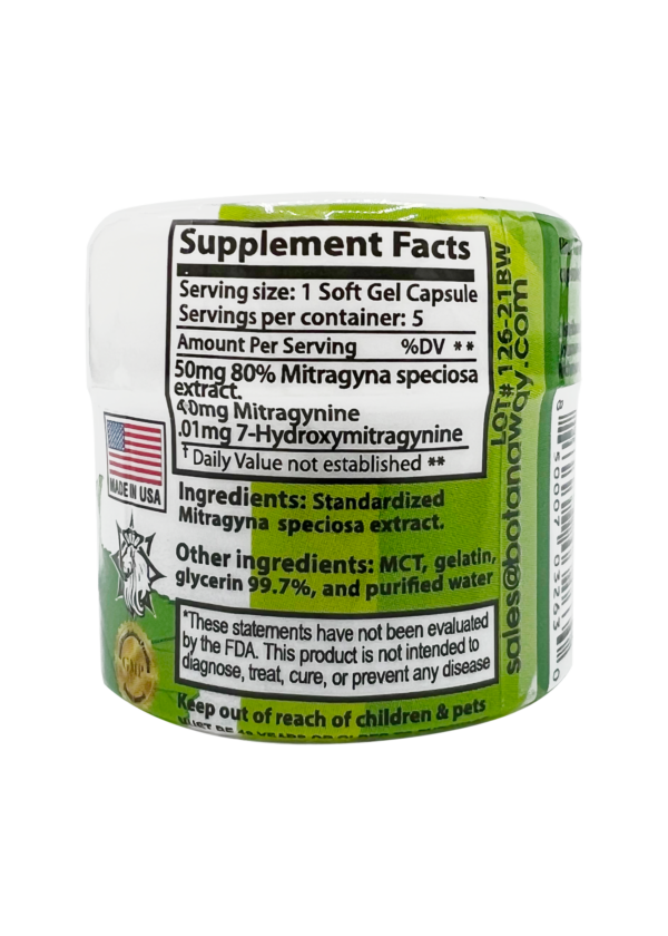 Kratom Soft Gel 5ct with 80% MIT Kratom Extract - Image 3