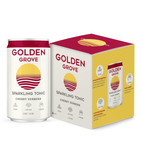 Golden Grove Kratom Lion's Mane Sparkling Tonic - Cherry Verbena