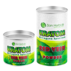 Zion Herbals Red Vein Kratom Powder Canister