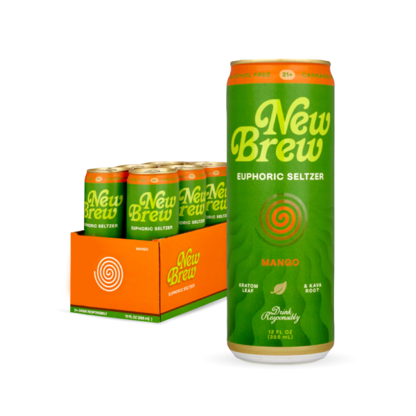 New Brew Kratom and Kava Infused Seltzer - Mango
