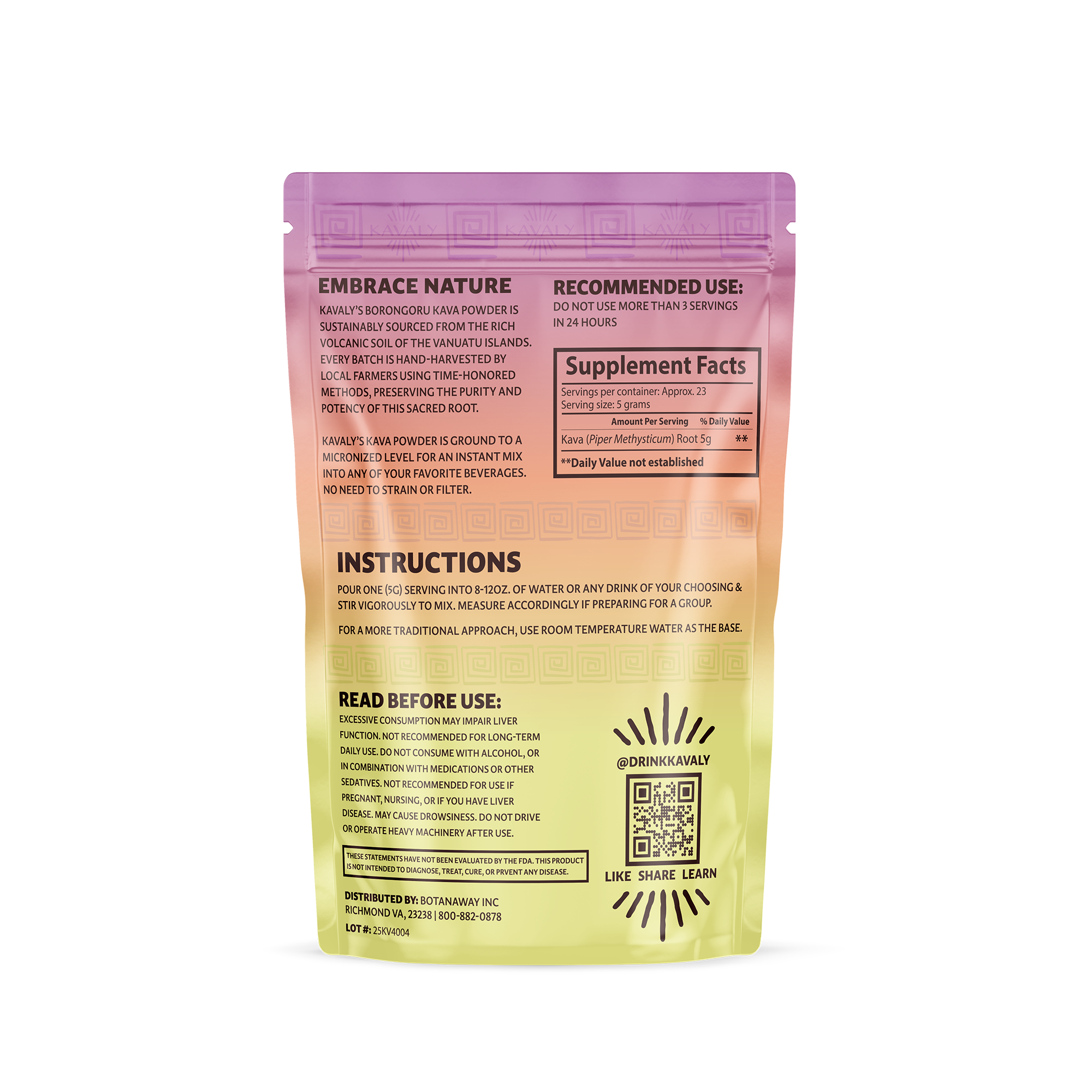 Kavaly Borongoru Powder 4oz Bag Back